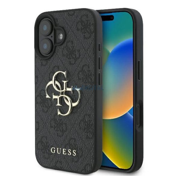 Guess GUHCP16S4GMGGR 4G PU Big Logo tok iPhone 16 - fekete