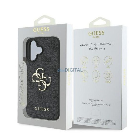 Guess GUHCP16S4GMGGR 4G PU Big Logo tok iPhone 16 - fekete