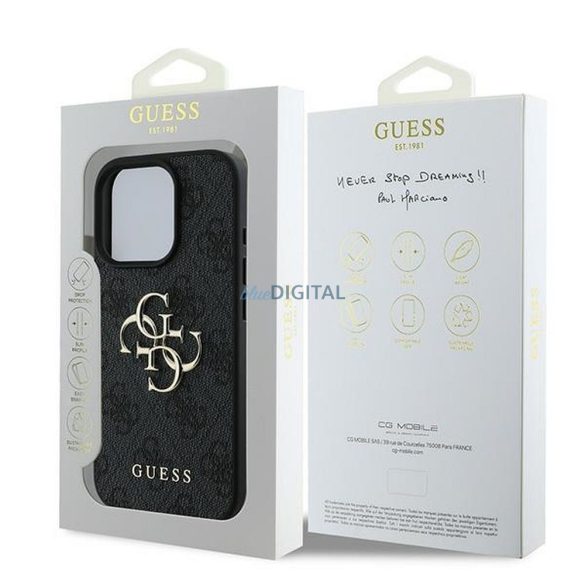 Guess GUHCP16L4GMGGR 4G PU Big Logo tok iPhone 16 Pro - fekete