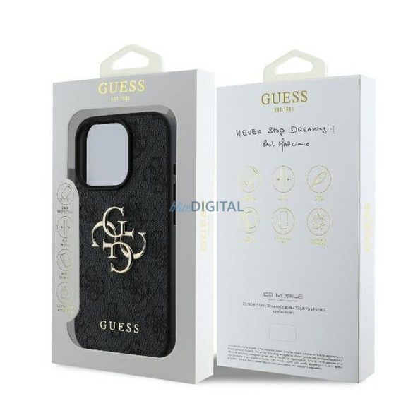 Guess GUHCP16X4GMGGR 4G PU Big Logo tok iPhone 16 Pro Max - fekete