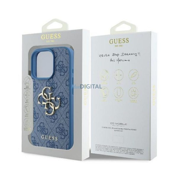 Guess GUHCP16L4GMGBL 4G PU Big Logo tok iPhone 16 Pro - kék