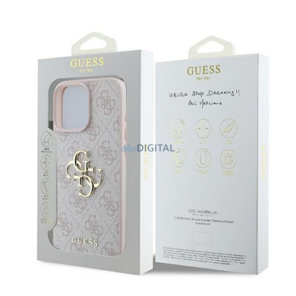 Guess GUHCP16X4GMGPI 4G PU Big Logo tok iPhone 16 Pro Max - rózsaszín