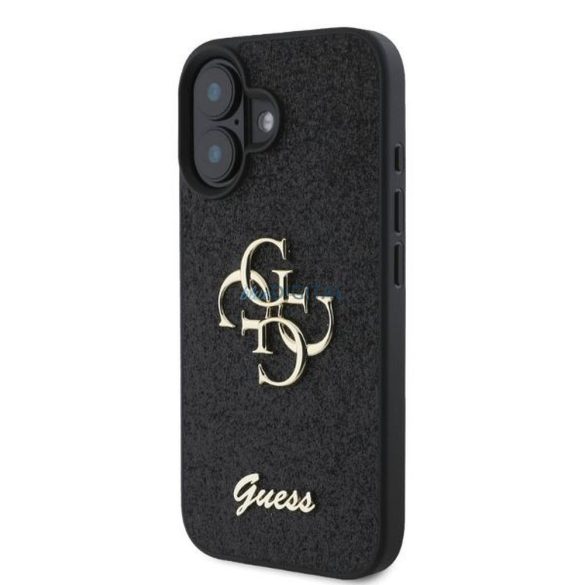 Guess GUHCP16SHG4SGK Fixed Glitter Big 4G tok iPhone 16 - fekete