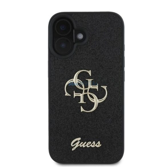 Guess GUHCP16SHG4SGK Fixed Glitter Big 4G tok iPhone 16 - fekete