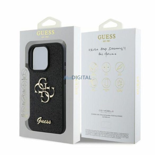 Guess GUHCP16XHG4SGK Fixed Glitter Big 4G tok iPhone 16 Pro Max - fekete