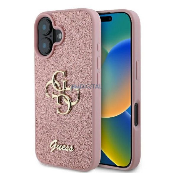 Guess GUHCP16MHG4SGP Fixed Glitter Big 4G tok iPhone 16 Plus - rózsaszín