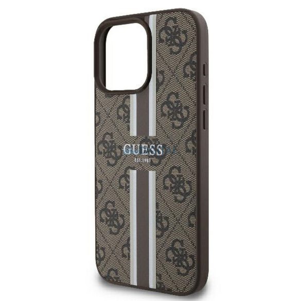 Guess GUHMP16LP4RPSW 4G Printed Stripes MagSafe-kompatibilis tok iPhone 16 Pro - barna