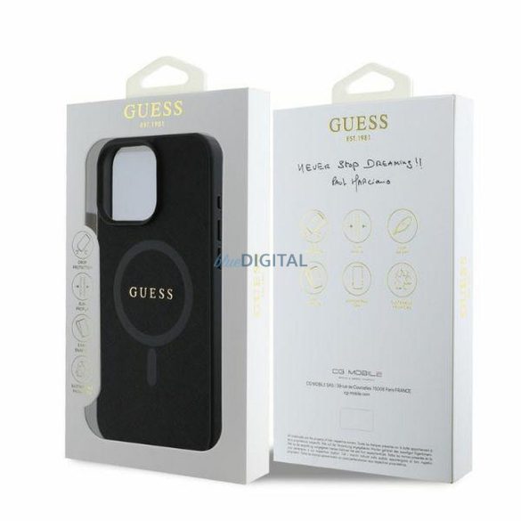 Guess GUHMP16LPSAHMCK Saffiano Classic Logo MagSafe-kompatibilis tok iPhone 16 Pro - fekete