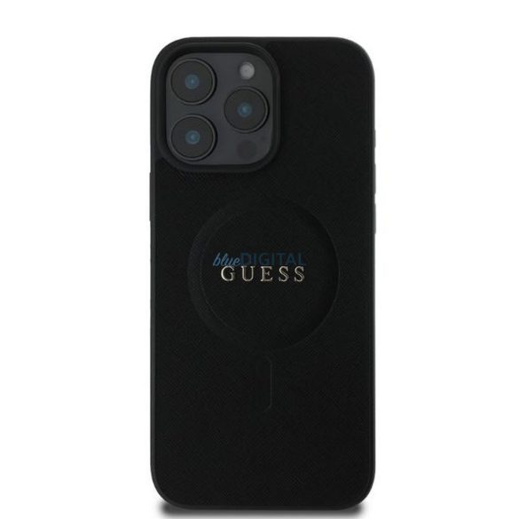 Guess GUHMP16LPSAHMCK Saffiano Classic Logo MagSafe-kompatibilis tok iPhone 16 Pro - fekete