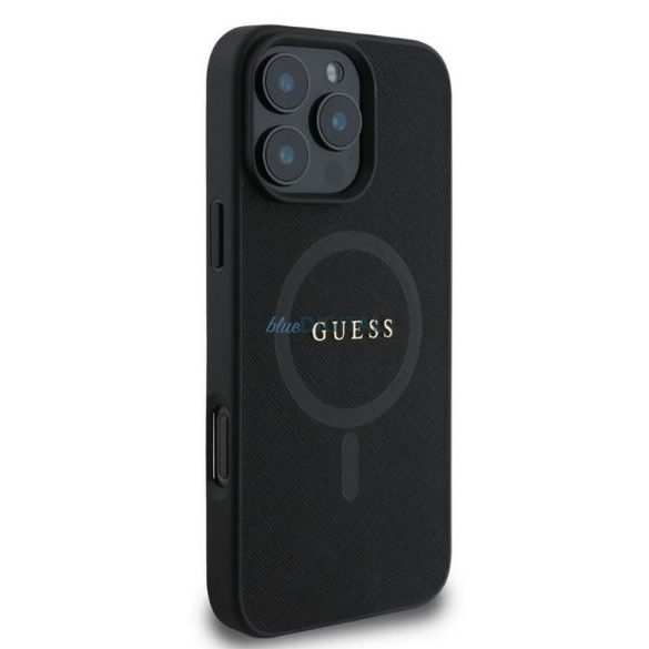 Guess GUHMP16LPSAHMCK Saffiano Classic Logo MagSafe-kompatibilis tok iPhone 16 Pro - fekete