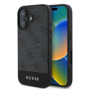 Guess GUHCP16SG4GLGR 4G Bottom Stripe tok iPhone 16 - fekete