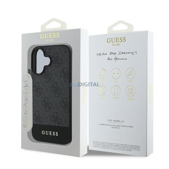 Guess GUHCP16SG4GLGR 4G Bottom Stripe tok iPhone 16 - fekete