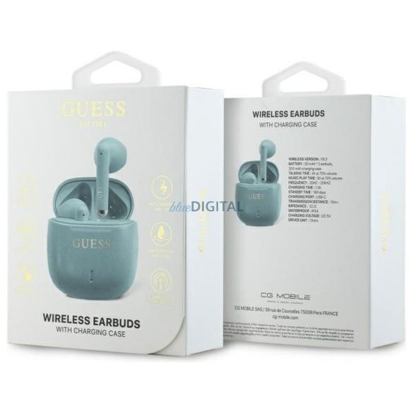 Guess GUTWSJ14ESGQ Printed Classic Logo TWS bluetooth vezeték nélküli fülhallgató - türkizkék