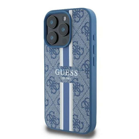 Guess GUHMP16LP4RPSB 4G Printed Stripes MagSafe-kompatibilis tok iPhone 16 Pro - kék