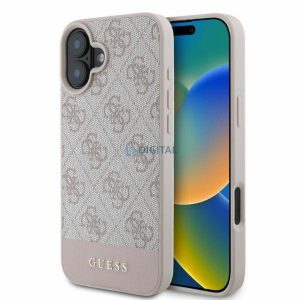 Guess GUHCP16SG4GLPI 4G PU Bottom Stripe tok iPhone 16 - rózsaszín