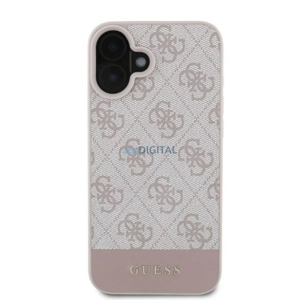 Guess GUHCP16SG4GLPI 4G PU Bottom Stripe tok iPhone 16 - rózsaszín