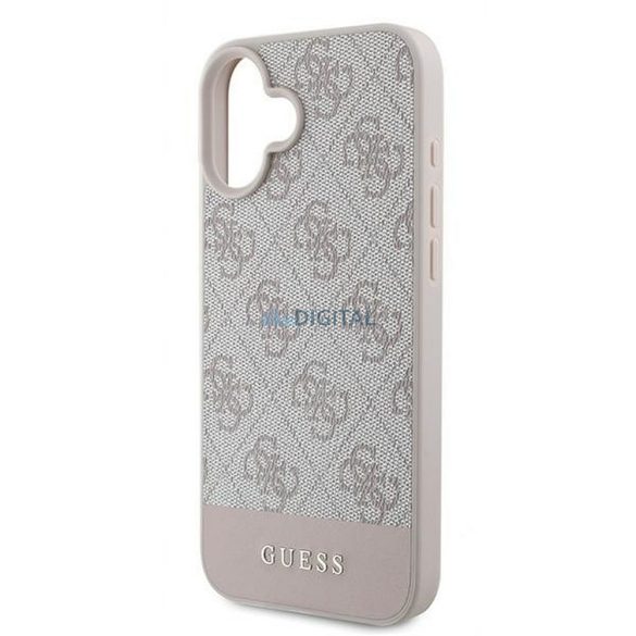 Guess GUHCP16MG4GLPI 4G PU Bottom Stripe tok iPhone 16 Plus - rózsaszín