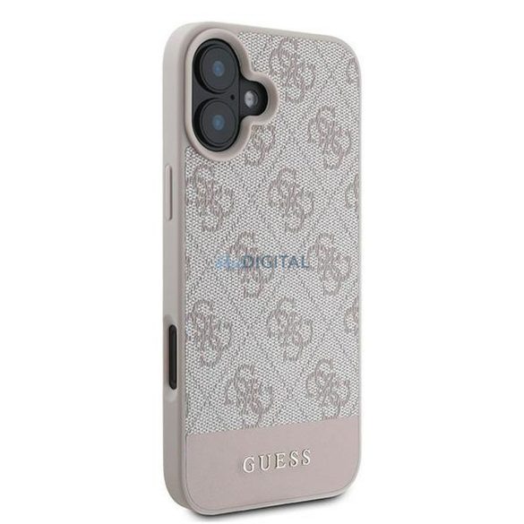 Guess GUHCP16MG4GLPI 4G PU Bottom Stripe tok iPhone 16 Plus - rózsaszín