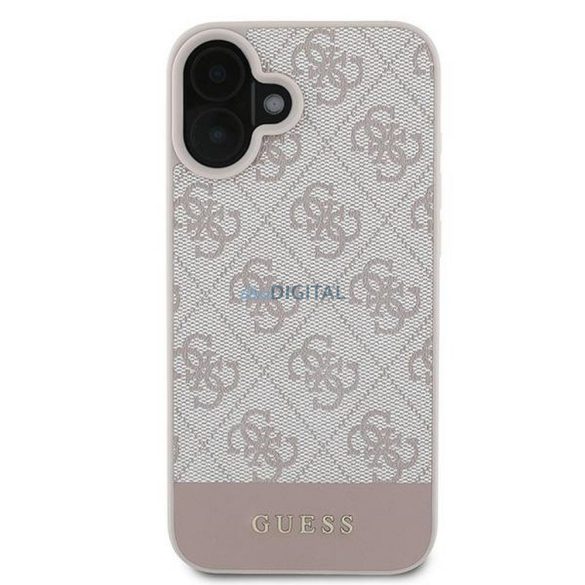 Guess GUHCP16MG4GLPI 4G PU Bottom Stripe tok iPhone 16 Plus - rózsaszín