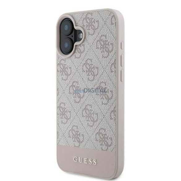 Guess GUHCP16MG4GLPI 4G PU Bottom Stripe tok iPhone 16 Plus - rózsaszín