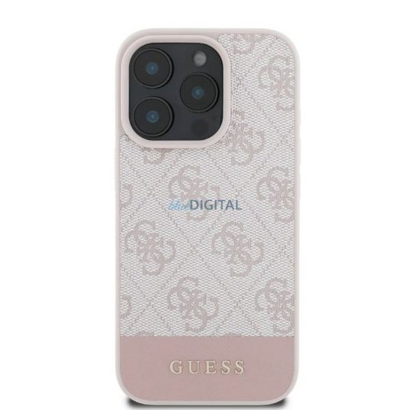 Guess GUHCP16LG4GLPI 4G PU Bottom Stripe tok iPhone 16 Pro - rózsaszín