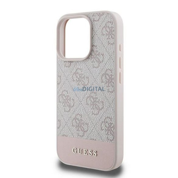 Guess GUHCP16XG4GLPI 4G PU Bottom Stripe tok iPhone 16 Pro Max - rózsaszín