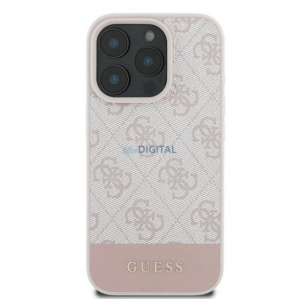 Guess GUHCP16XG4GLPI 4G PU Bottom Stripe tok iPhone 16 Pro Max - rózsaszín