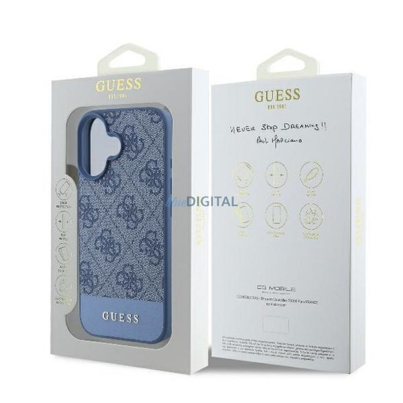 Guess GUHCP16SG4GLBL 4G PU Bottom Stripe tok iPhone 16 - kék