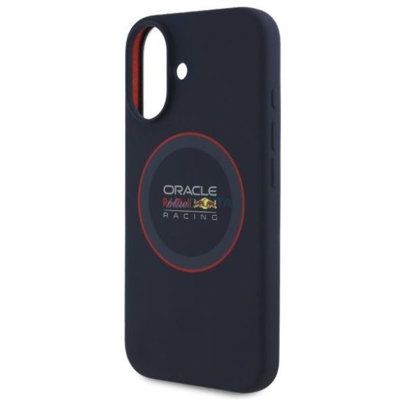 Red Bull RBHMP16S24SIILVR Silicone Red Ring MagSafe-kompatibilis tok iPhone 16 - sötétkék