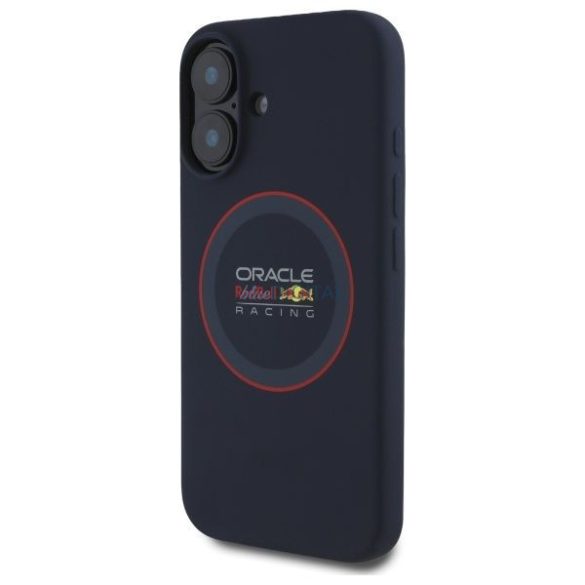 Red Bull RBHMP16S24SIILVR Silicone Red Ring MagSafe-kompatibilis tok iPhone 16 - sötétkék