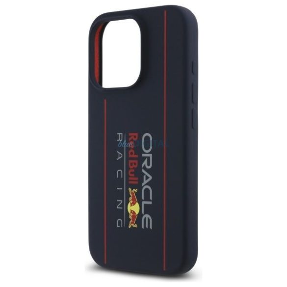 Red Bull RBHMP15L24SIOLRV Silicone Oversize Vertical Logo MagSafe-kompatibilis tok iPhone 15 Pro - sötétkék