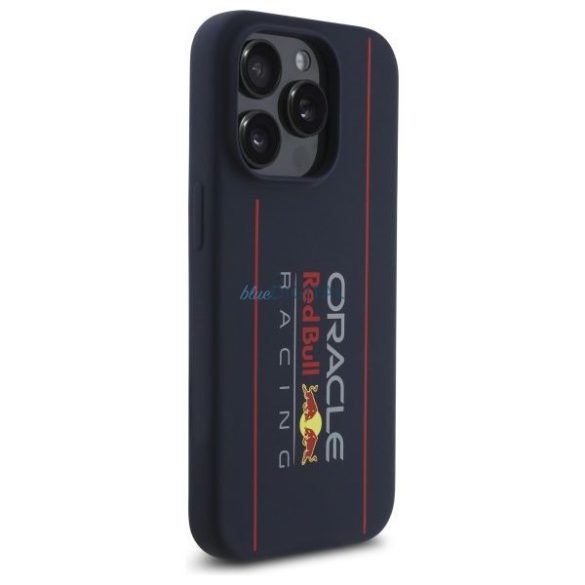 Red Bull RBHMP15L24SIOLRV Silicone Oversize Vertical Logo MagSafe-kompatibilis tok iPhone 15 Pro - sötétkék