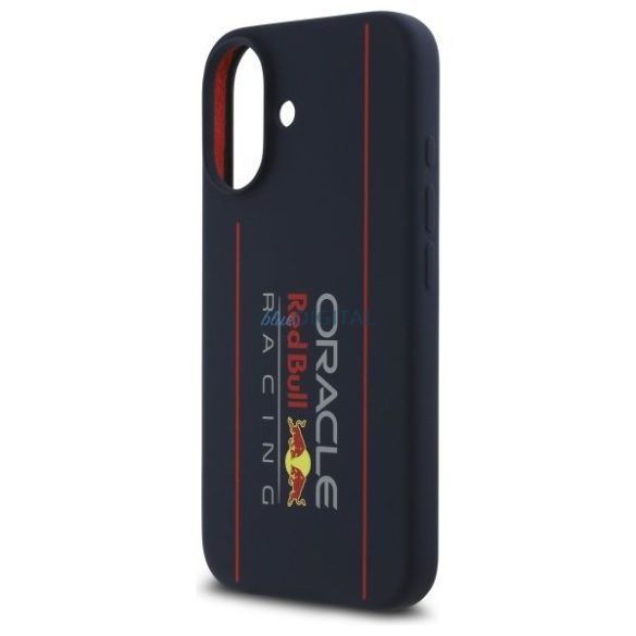 Red Bull RBHMP16S24SIOLRV Silicone Oversize Vertical Logo MagSafe-kompatibilis tok iPhone 16 - sötétkék