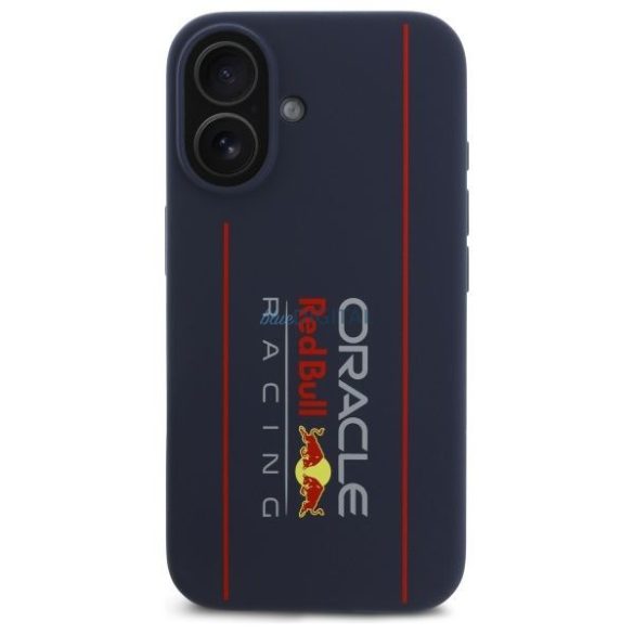 Red Bull RBHMP16S24SIOLRV Silicone Oversize Vertical Logo MagSafe-kompatibilis tok iPhone 16 - sötétkék