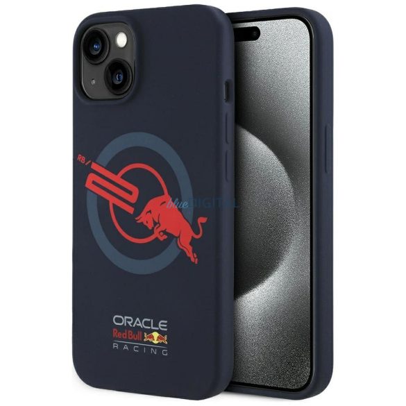 Red Bull RBHMP15S24SIOLVR Silicone ORBR20 Logo Red Lining MagSafe-kompatibilis tok iPhone 15 - tengerészkék