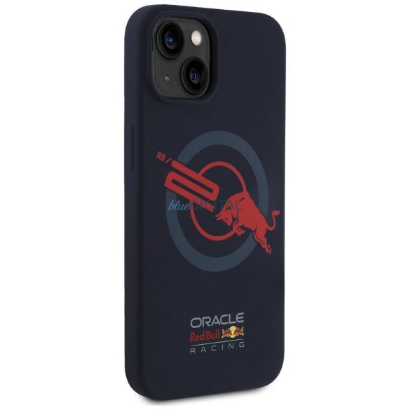 Red Bull RBHMP15S24SIOLVR Silicone ORBR20 Logo Red Lining MagSafe-kompatibilis tok iPhone 15 - tengerészkék