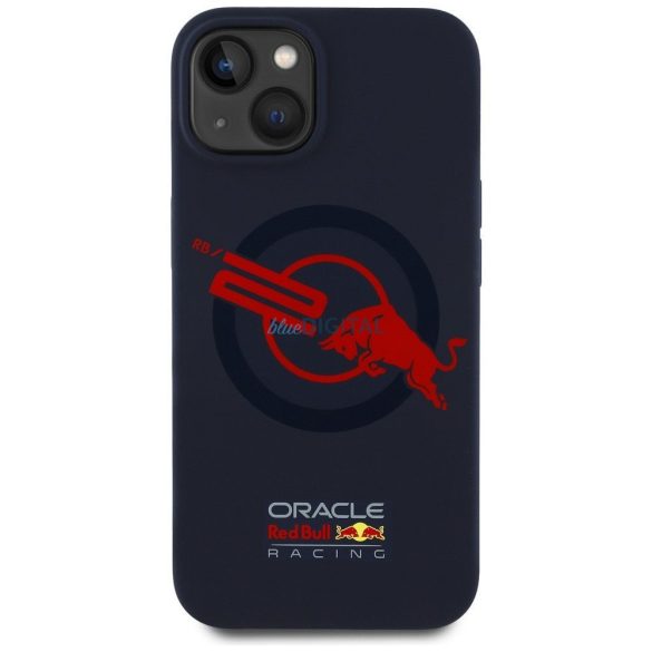 Red Bull RBHMP15S24SIOLVR Silicone ORBR20 Logo Red Lining MagSafe-kompatibilis tok iPhone 15 - tengerészkék