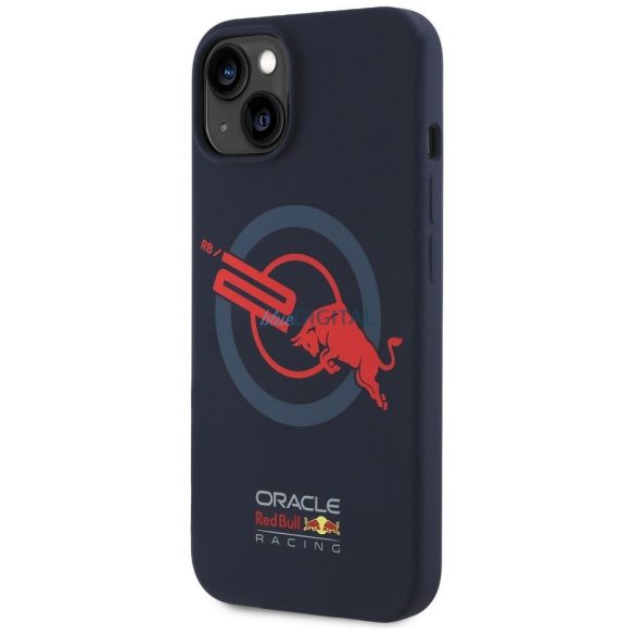 Red Bull RBHMP15S24SIOLVR Silicone ORBR20 Logo Red Lining MagSafe-kompatibilis tok iPhone 15 - tengerészkék