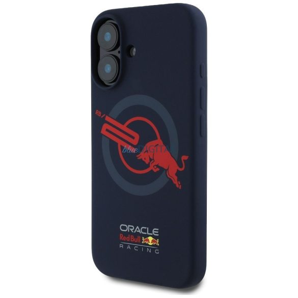 Red Bull RBHMP16S24SIOLVR Silicone ORBR20 Logo Red Lining MagSafe-kompatibilis tok iPhone 16 - tengerészkék