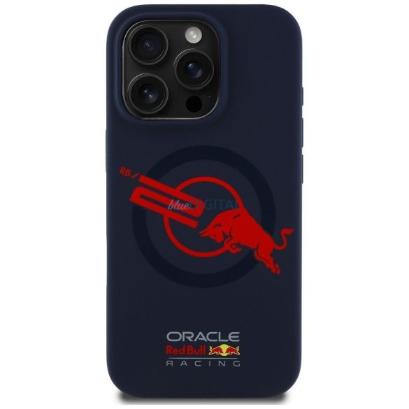 Red Bull RBHMP16X24SIOLVR Silicone ORBR20 Logo Red Lining MagSafe-kompatibilis tok iPhone 16 Pro Max - tengerészkék