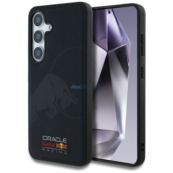 Red Bull RBHMS25L24PUBUFV Magnetic Meshed PU W/ Debossed Bull MagSafe-kompatibilis tok Samsung Galaxy S25 Ultra - tengerészkék