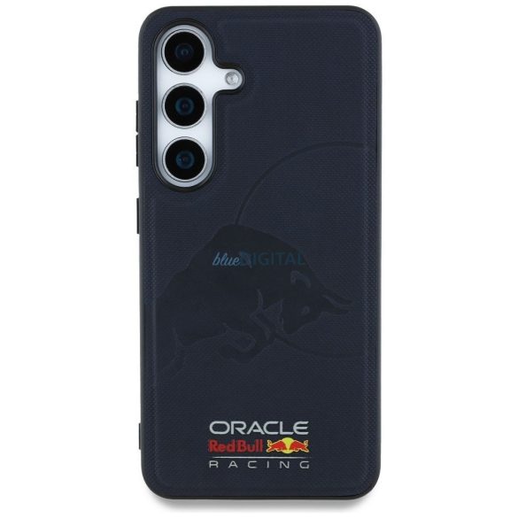 Red Bull RBHMS25L24PUBUFV Magnetic Meshed PU W/ Debossed Bull MagSafe-kompatibilis tok Samsung Galaxy S25 Ultra - tengerészkék