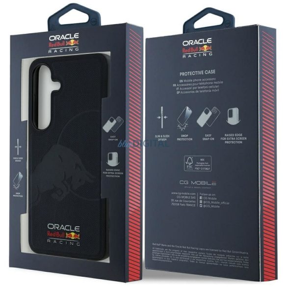 Red Bull RBHMS25L24PUBUFV Magnetic Meshed PU W/ Debossed Bull MagSafe-kompatibilis tok Samsung Galaxy S25 Ultra - tengerészkék