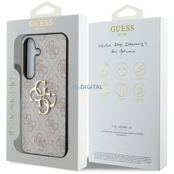 Guess GUHCS25M4GMGPI 4G PU Big Logo tok Samsung Galaxy S25 Plus - rózsaszín