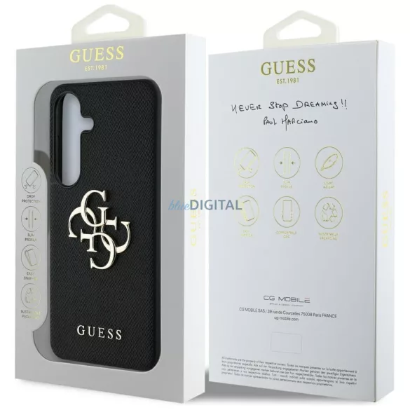 Guess GUHCS25SPGT4MBK PU Grained Big 4G and Classic Logo tok Samsung Galaxy S25 - fekete