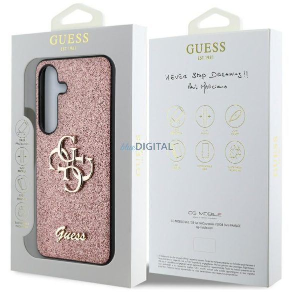 Guess GUHCS25SHG4SGP Fixed Glitter Big 4G tok Samsung Galaxy S25 - rózsaszín