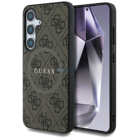 Guess GUHMS25MG4GFRW 4G Ring Classic Logo MagSafe-kompatibilis tok Samsung Galaxy S25 Plus - barna