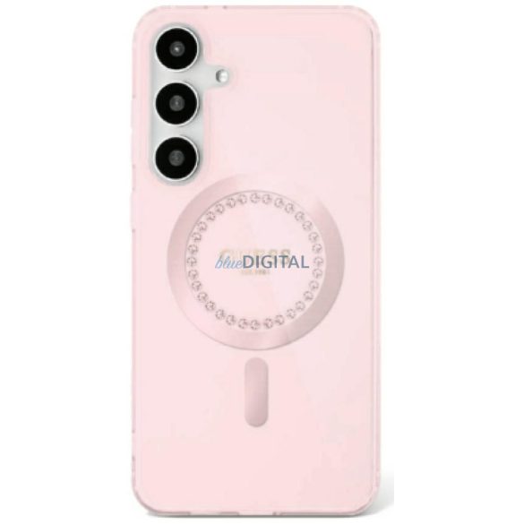 Guess GUHMS25LPFTDTEP IML Rhinestones MagSafe-kompatibilis tok Samsung Galaxy S25 Ultra - rózsaszín