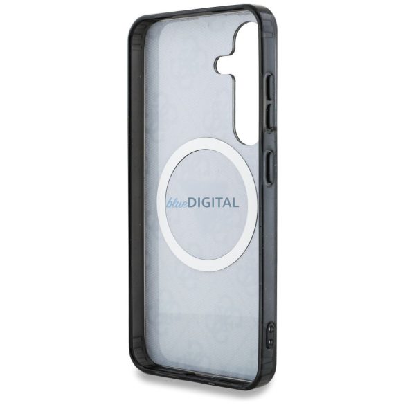 Guess GUHMS25MHG4PRTGK IML Metal Glitter 4G Circle Triangle MagSafe-kompatibilis tok Samsung Galaxy S25 Plus - fekete