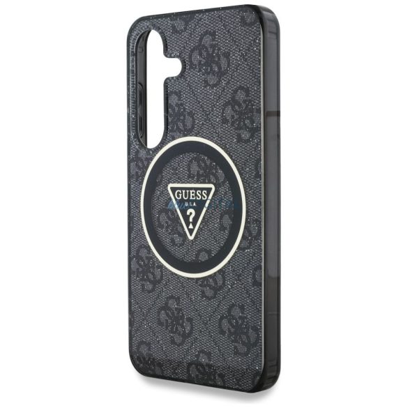 Guess GUHMS25MHG4PRTGK IML Metal Glitter 4G Circle Triangle MagSafe-kompatibilis tok Samsung Galaxy S25 Plus - fekete